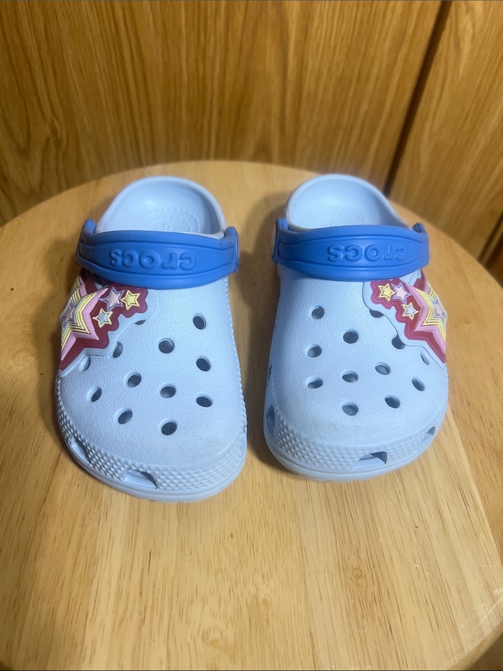 CROCS Light Blue Kids Clog with Blue Strap and Star Jibbitz